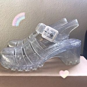 Y2K CLEAR GLITTER JELLY HEELZ
